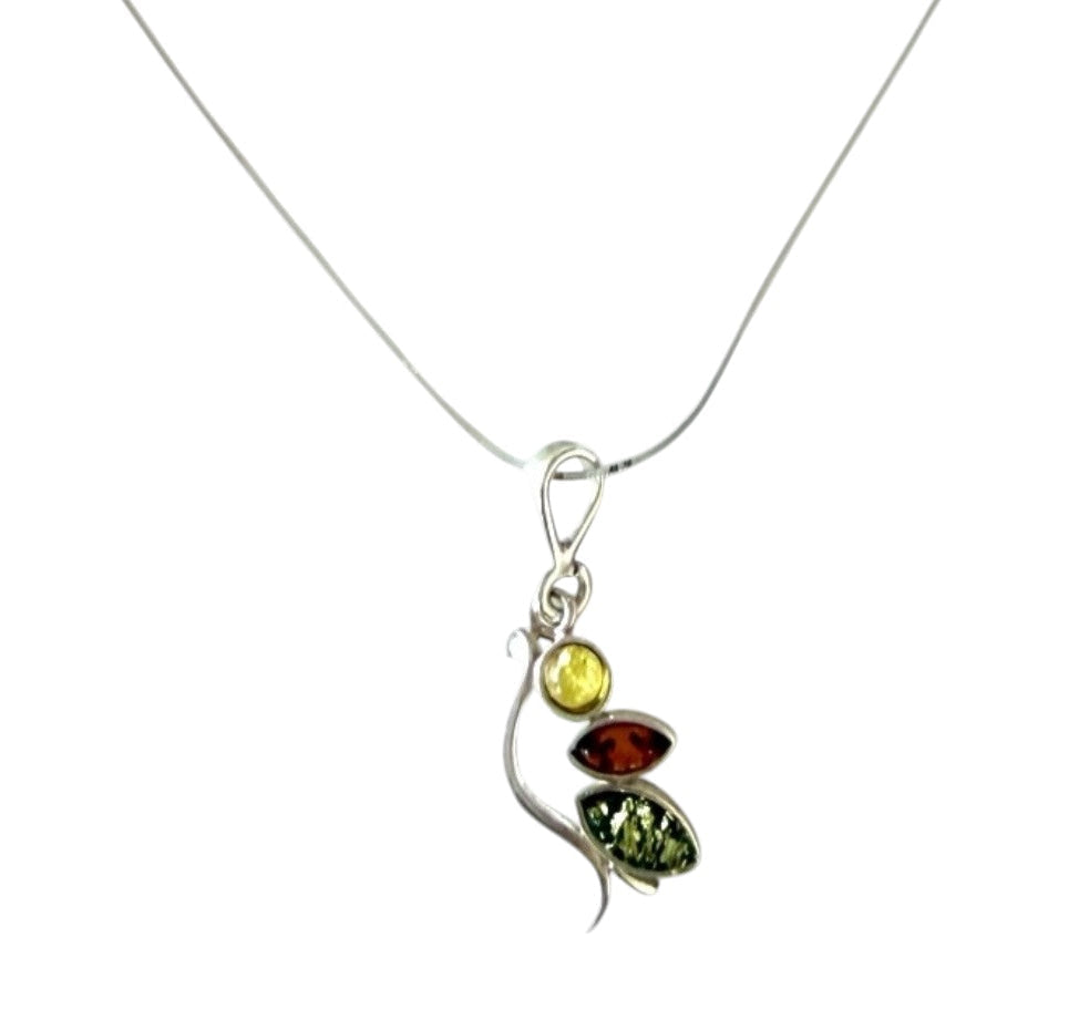925 Sterling Silver Baltic Amber Drop Necklace