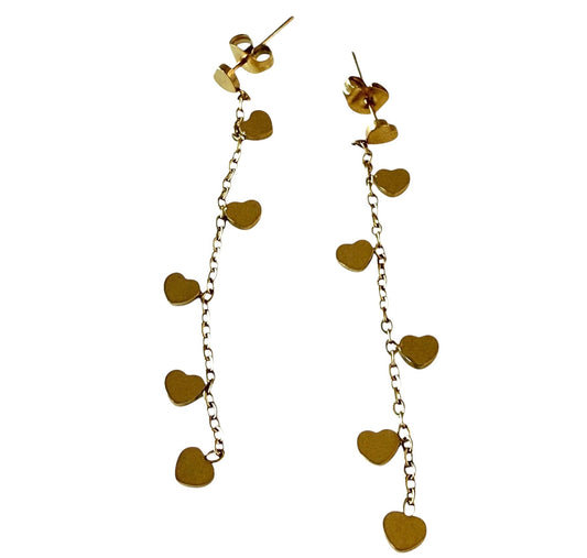 18K Gold Plated Hearts of Gold Drop Earrings