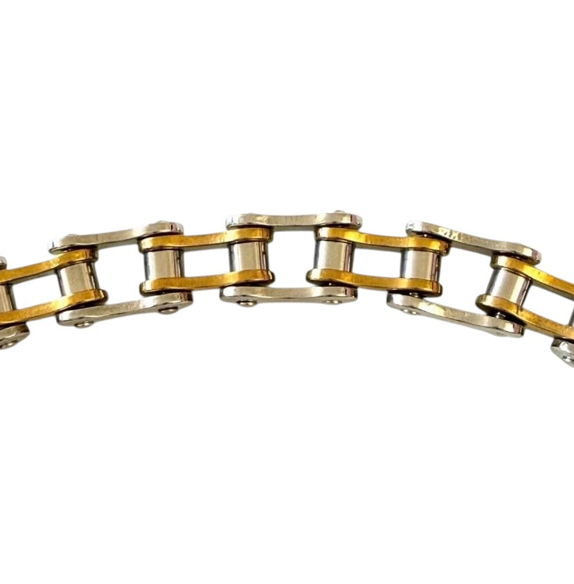 Men’s Gold Plated & Steel Heavyweight Mechanical Link Bracelet