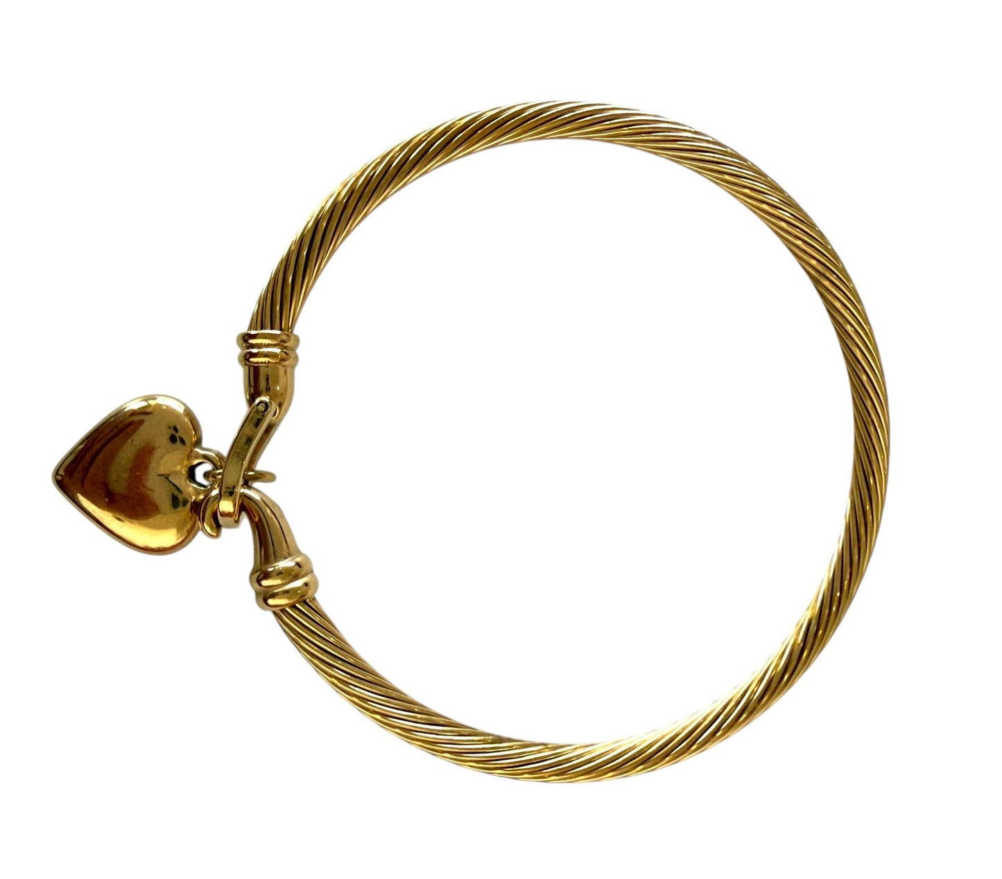 18k Gold Plated Heart Charm Hook Clasp Bracelet