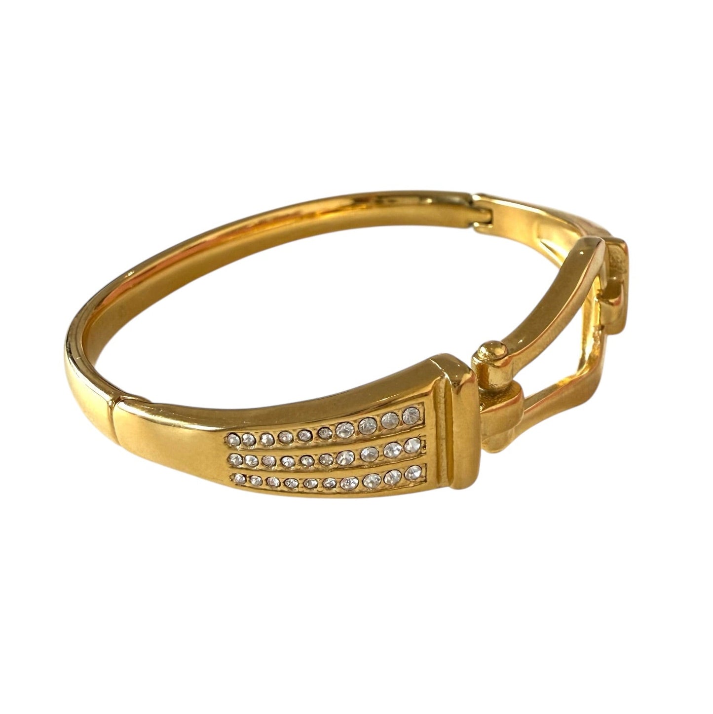18k Gold Plated Stainless Steel Horseshoe Sparkle Clasp Bracelet