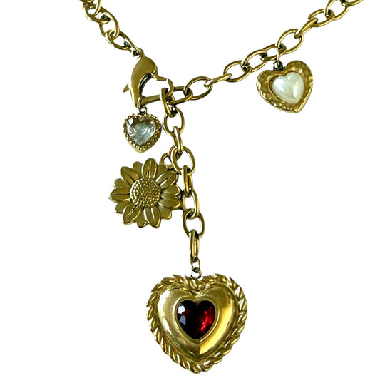 18k Gold Plated Heart Charm Adjustable Necklace