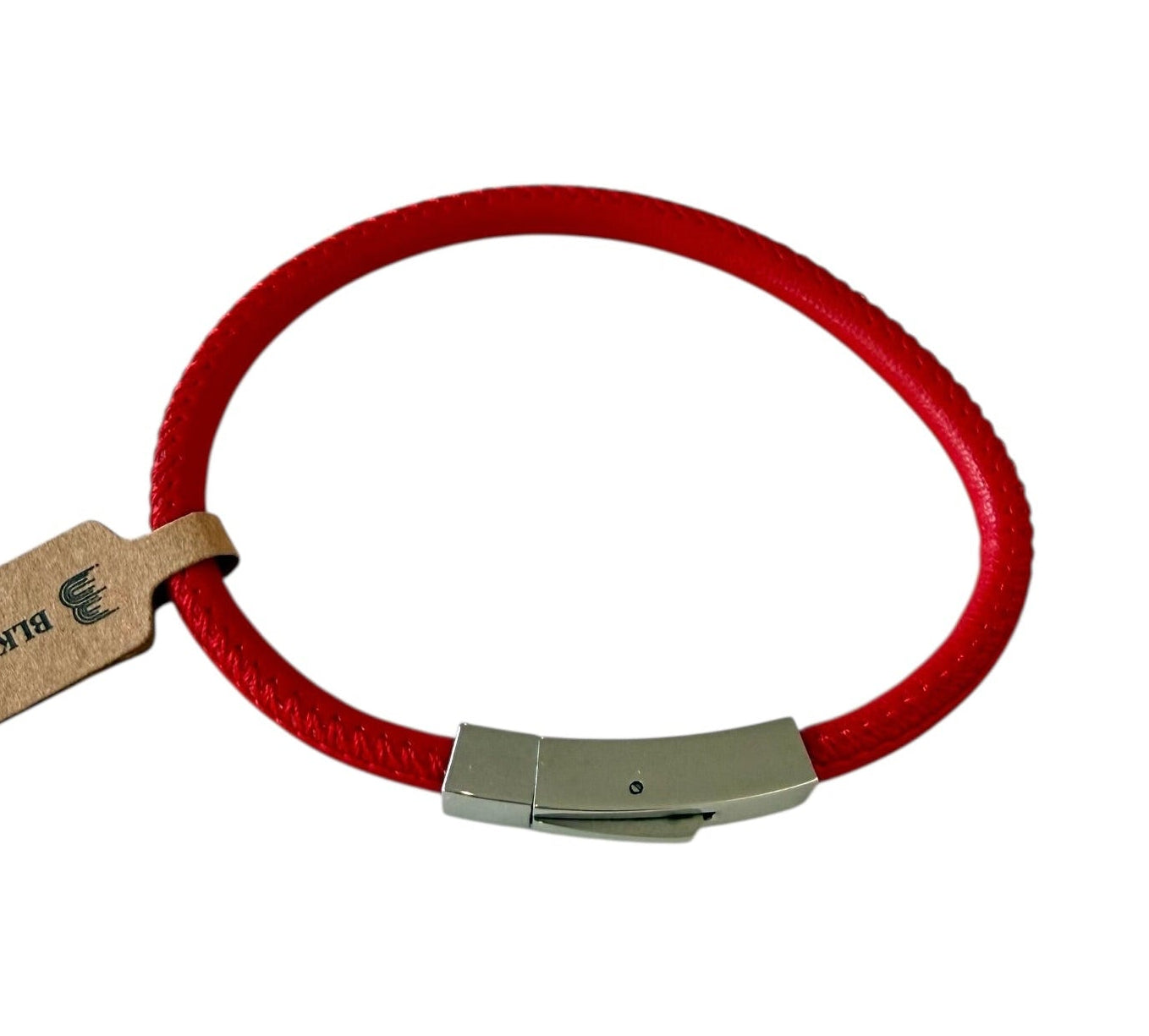 BLKSMTH Red Cowhide Leather Bracelet with Stainless Steel Clasp