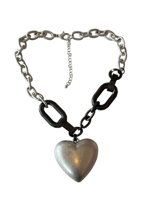 Chunk of My Heart Two-Tone Industrial Edge Chain Necklace