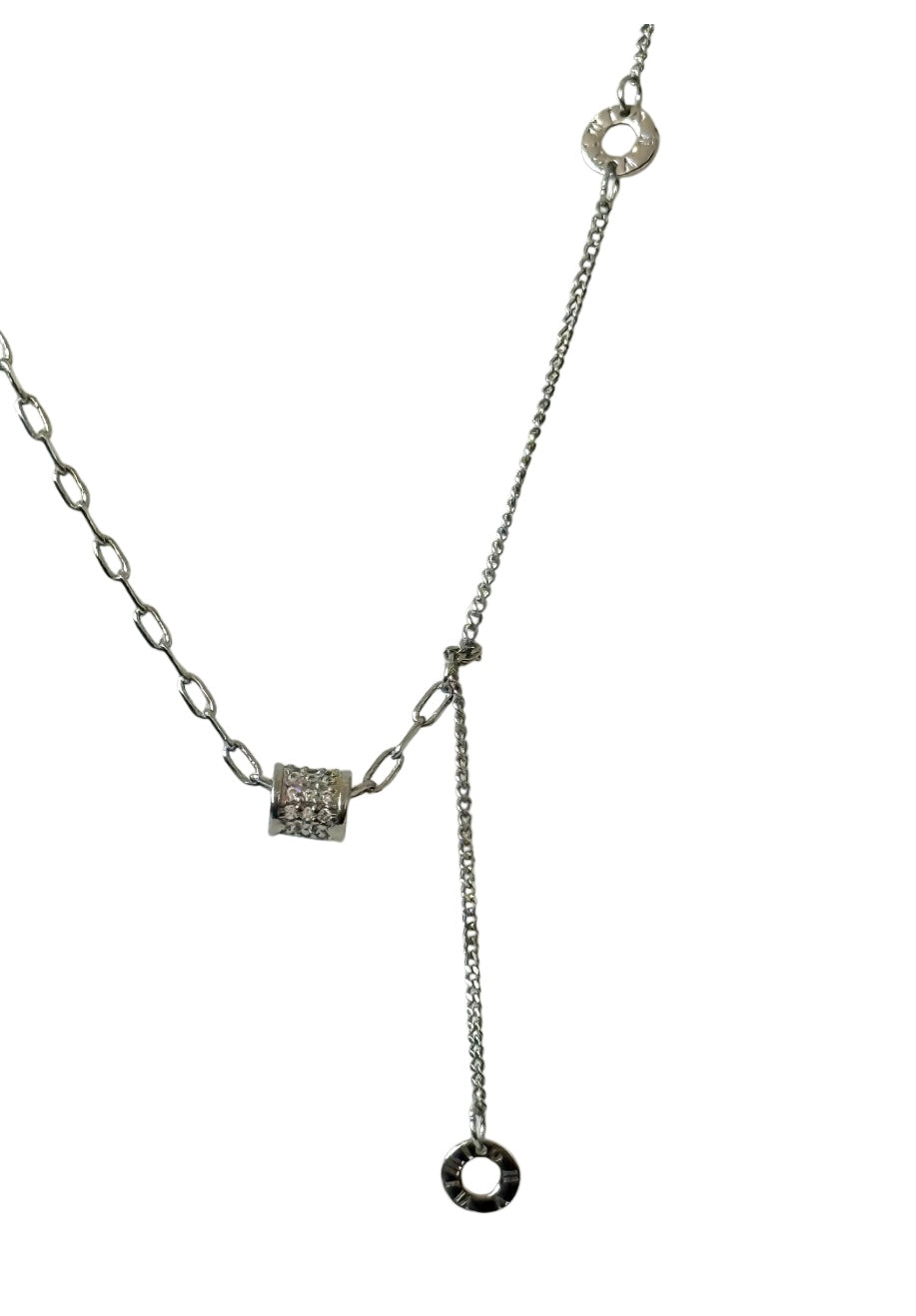 Lois Gretchen Barrel Drop Pendant 925 Sterling Silver Necklace