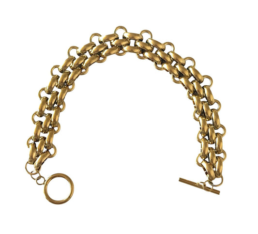 18K Gold Plated Flat Chain Toggle Bracelet