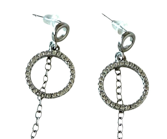 Stainless Steel Crystal Circle Drop Earrings