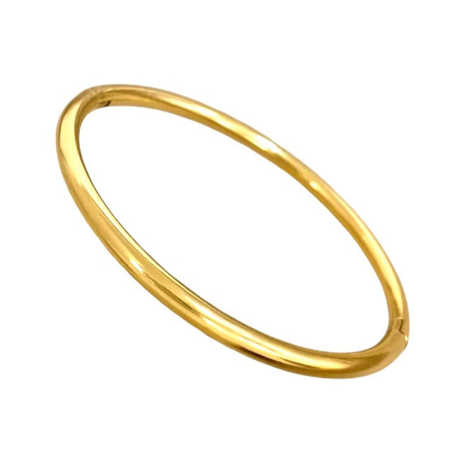 Lottie Ann Round Clasp 18k Gold Plated Bangle Bracelet
