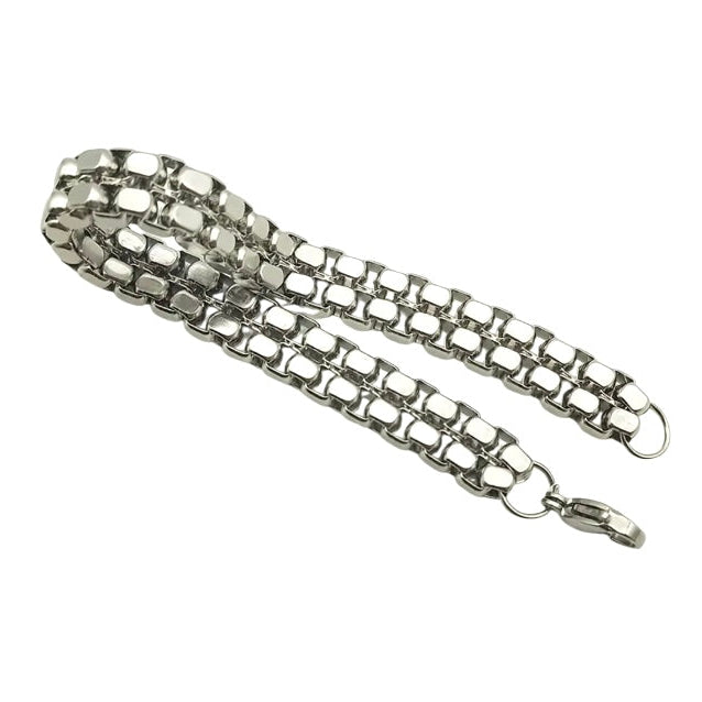 Alexander James Stainless Steel Cuban Cut Chain Bracelet