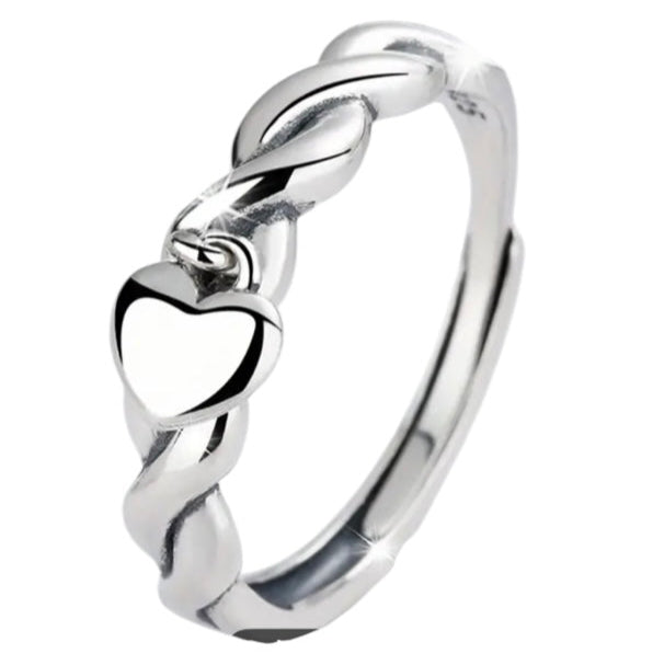 Ariette Gianna Heart Charm 925 Sterling Silver Adjustable Ring