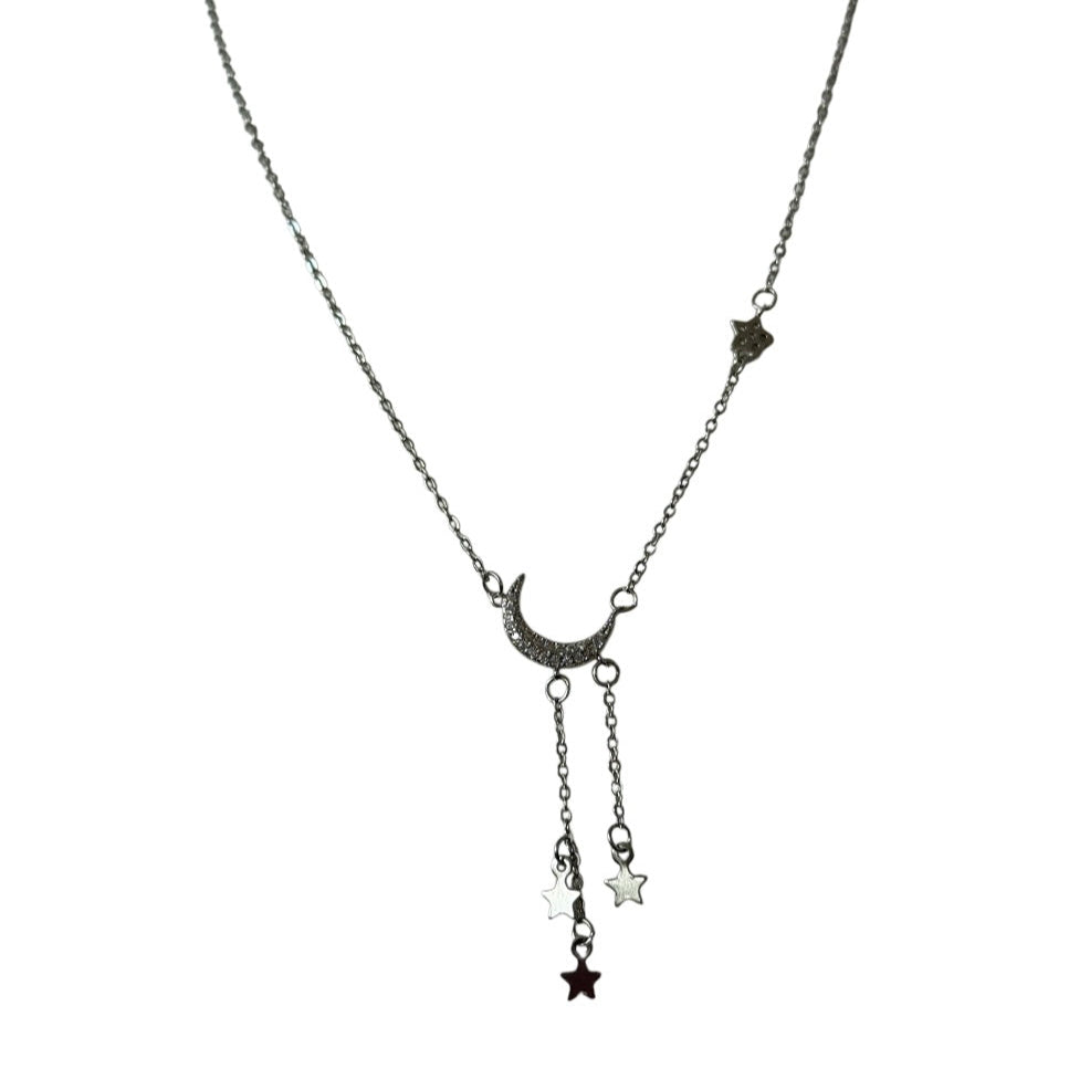Natalia Mina Moon & Stars Slider 925 Sterling Silver Necklace