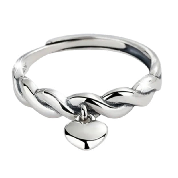 Ariette Gianna Heart Charm 925 Sterling Silver Adjustable Ring