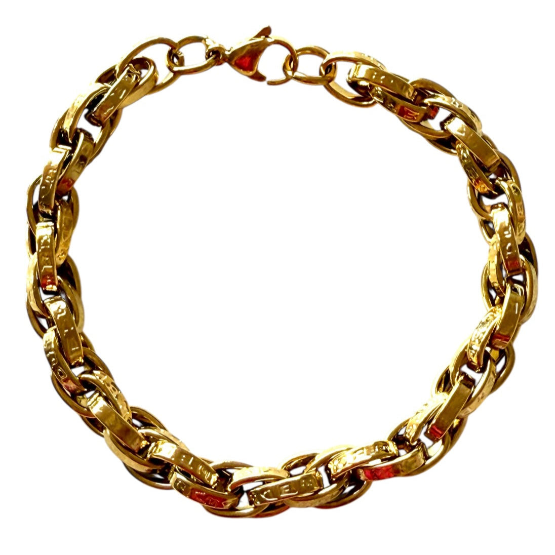 18K Gold Plated Thick HipHop Etched Chain Bracelet