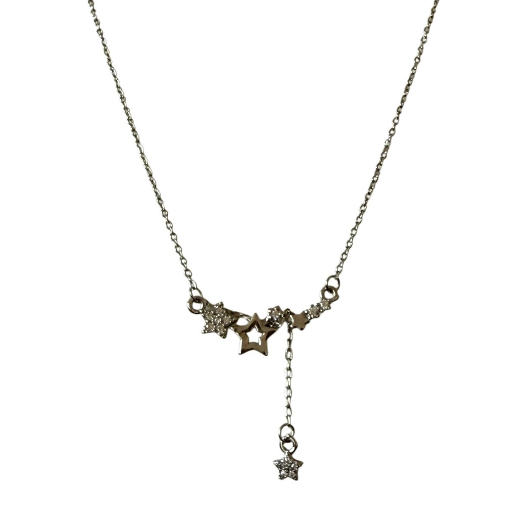 Necklace with star-shaped pendants on a white background