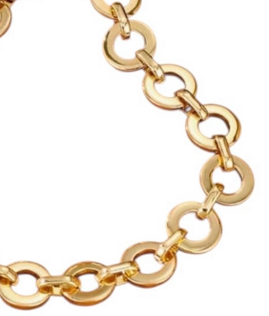 18k Gold Plated Circle Link Chain Necklace