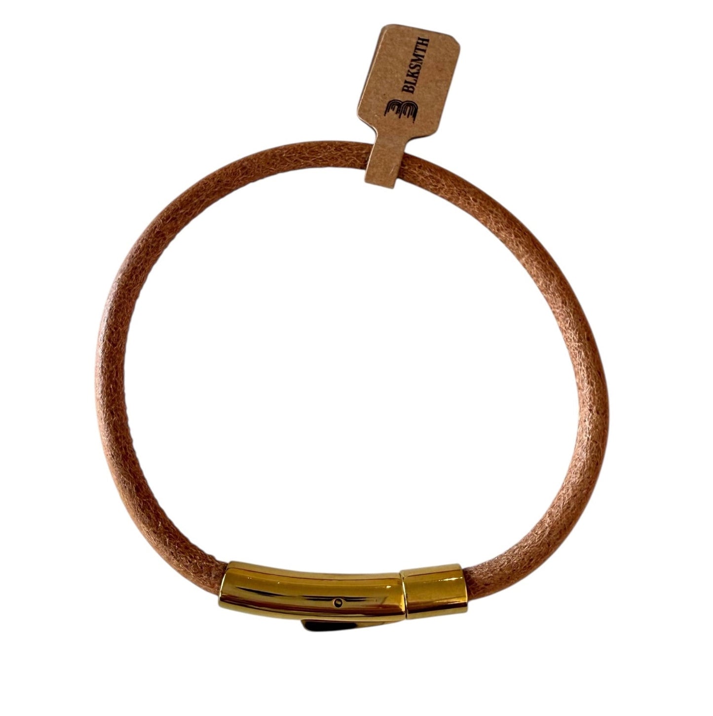 BLKSMTH Natural Cowhide Leather Bracelet with 18K Gold Plated Clasp