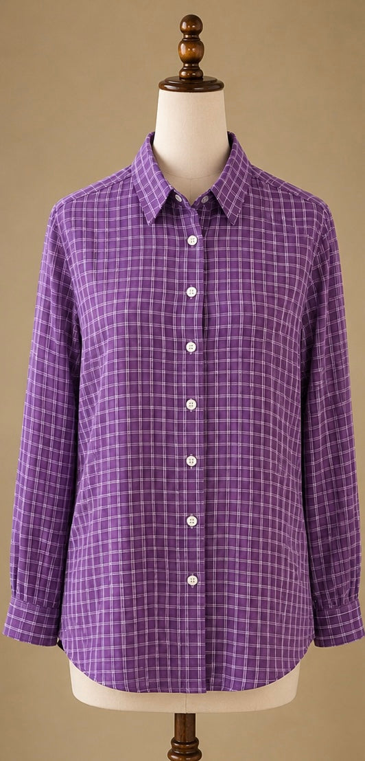 Charles Tyrwhitt Women’s Purple Check Shirt | UK 16 | Classic Fit | 100% Cotton