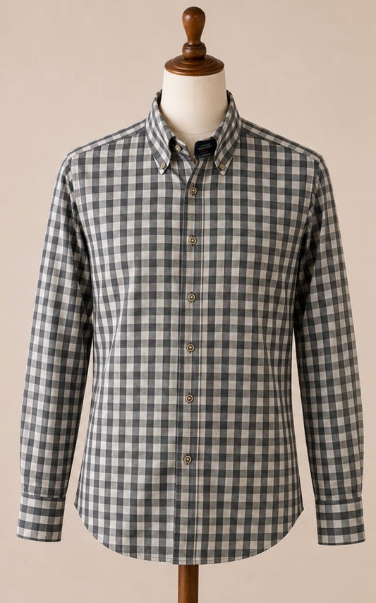 Charles Tyrwhitt Weekend Grey & White Gingham Shirt | Men’s M