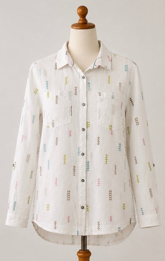 White Stuff 100% Linen Embroidered Shirt | UK 16