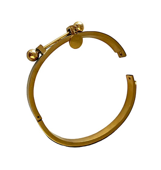 18k Gold Plated Stainless Steel DubBall Clasp Bangle Bracelet