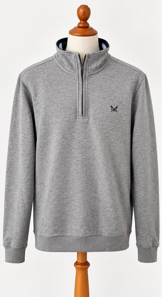 Crew Clothing Company Grey Quarter-Zip Sweatshirt | Size L