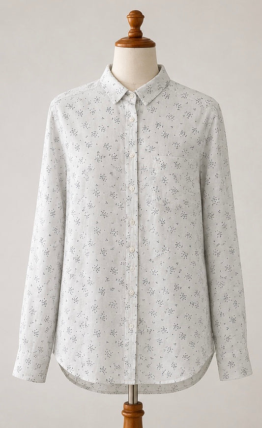 Fat Face White Ditsy Print Cotton Shirt | UK 14