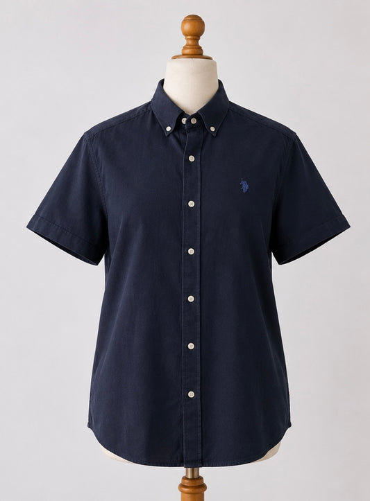 U.S. Polo Assn. Navy Oxford Short Sleeve Shirt | XL | 100% Cotton