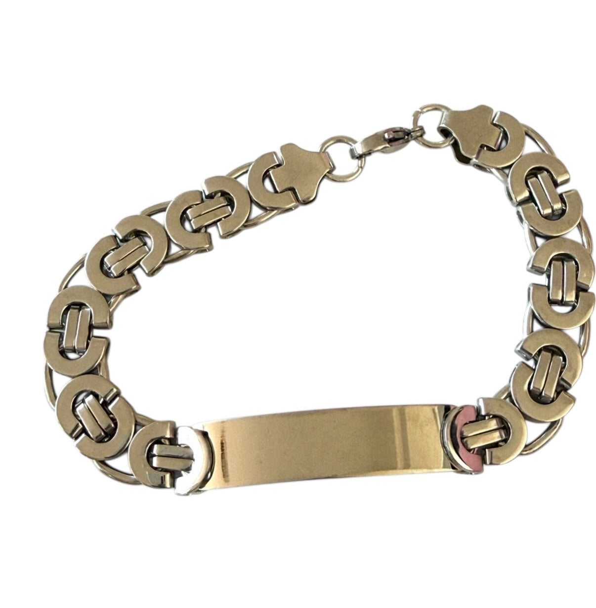 Men’s Stainless Steel Geometrical ID Link Bracelet
