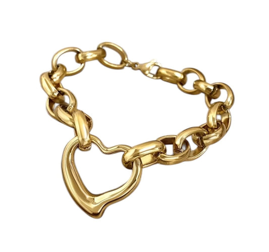 18k Gold Plated Heart Chain Bracelet