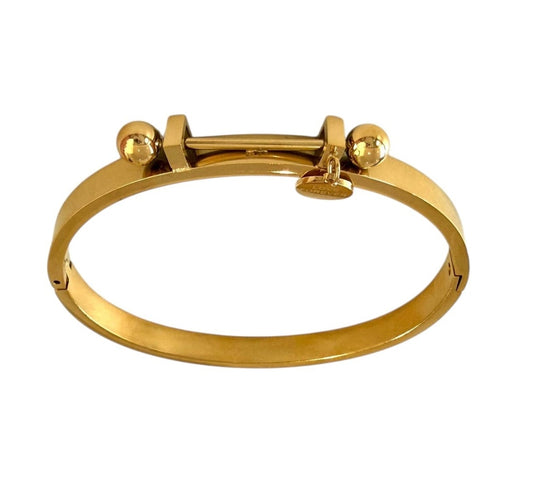 18k Gold Plated Stainless Steel DubBall Clasp Bangle Bracelet