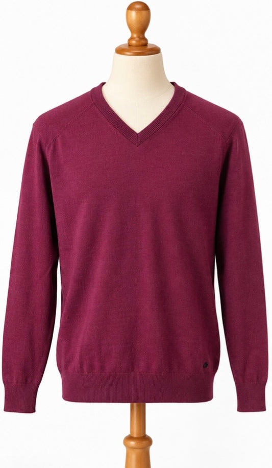 White Stuff Magenta Pure Wool V-Neck Jumper | Men’s M