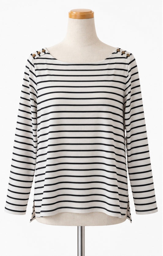 French Connection Striped Long Sleeve Top | XL