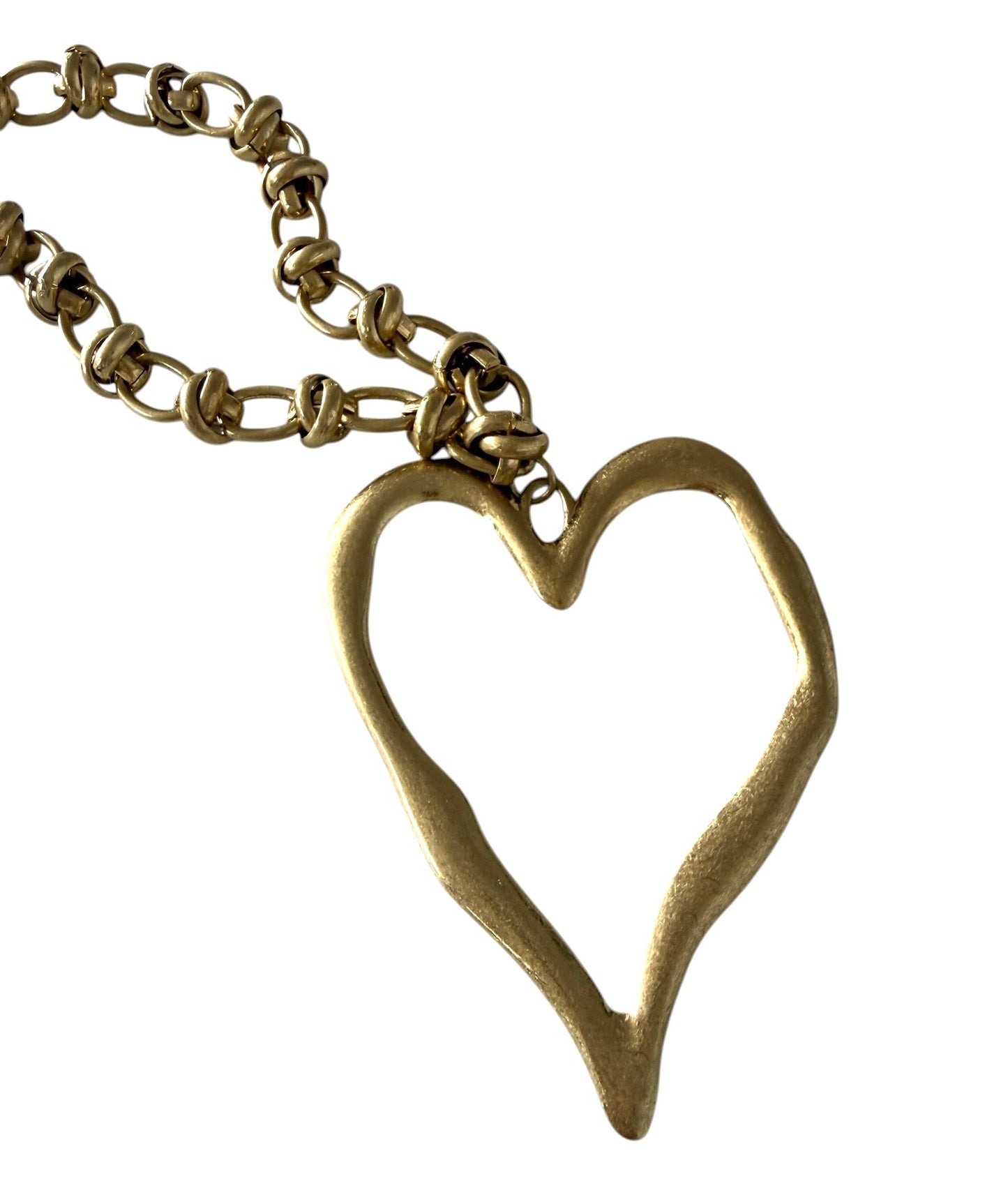 Statement Gold Tone Large Heart Pendant Necklace