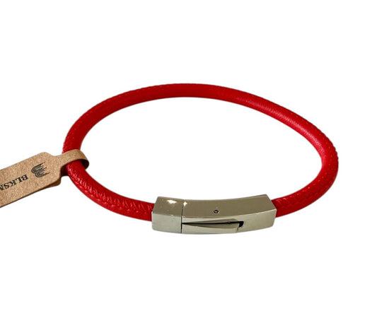 BLKSMTH Red Cowhide Leather Bracelet with Stainless Steel Clasp