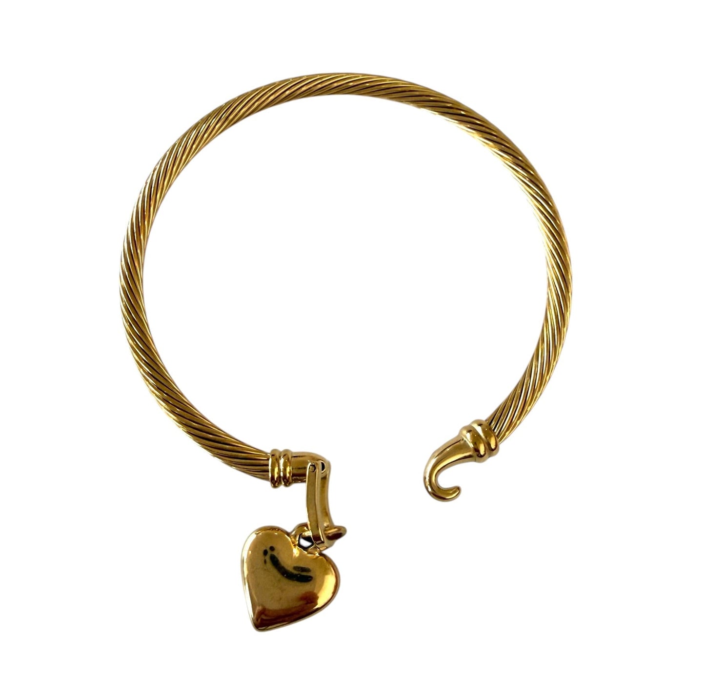 18k Gold Plated Heart Charm Hook Clasp Bracelet
