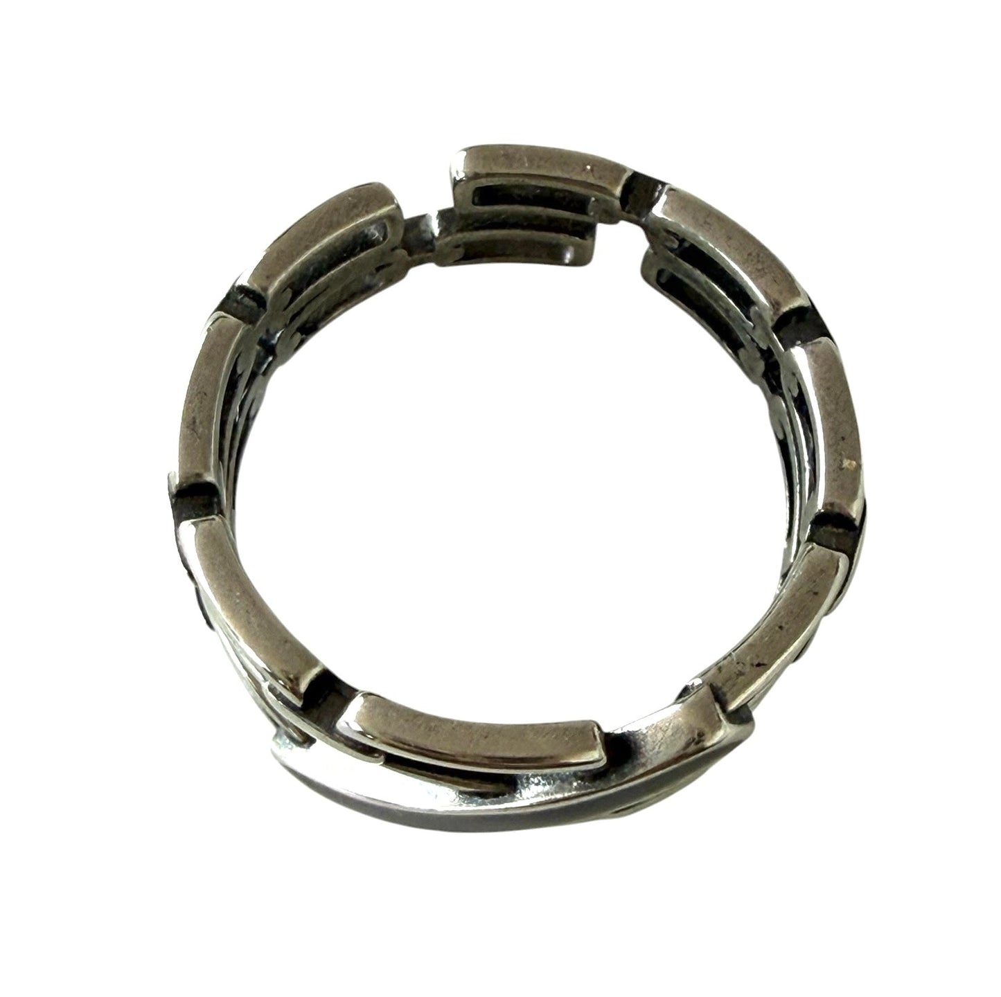 925 Sterling Silver Chain Link Ring with Black Inlay