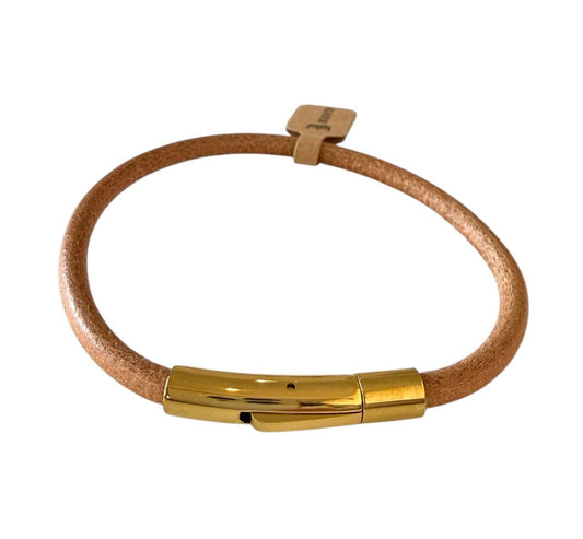 BLKSMTH Natural Cowhide Leather Bracelet with 18K Gold Plated Clasp