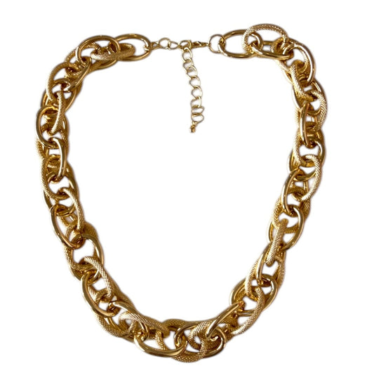 18k Gold Plated Mixed Link Chain Statement Necklace