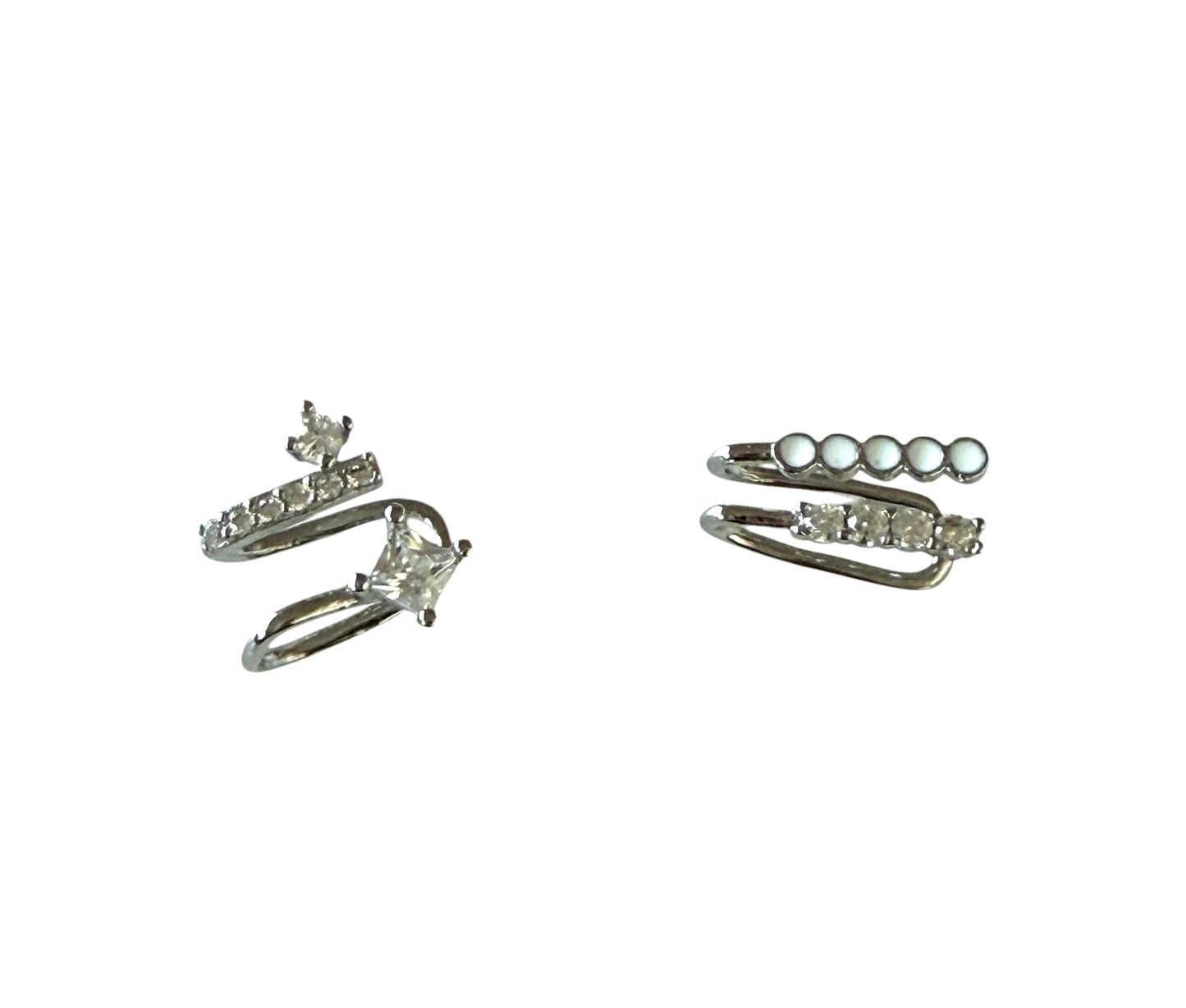 Stainless Steel Adjustable Crystal Ear Cuffs (Set of 2)