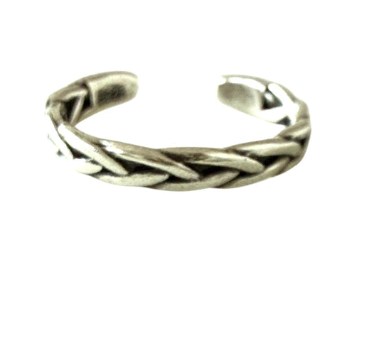 925 Sterling Silver Braided Adjustable Toe / Midi Ring