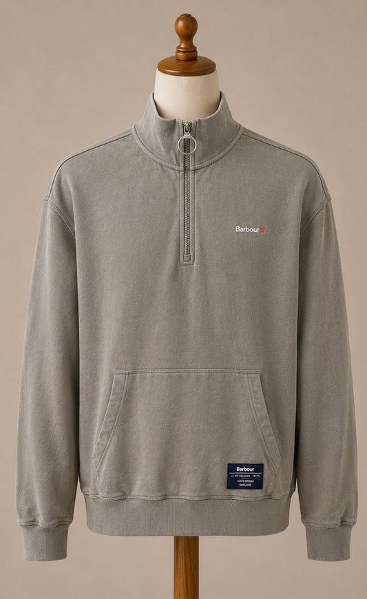 Barbour Men’s Olive Green Half-Zip Sweatshirt – Size M
