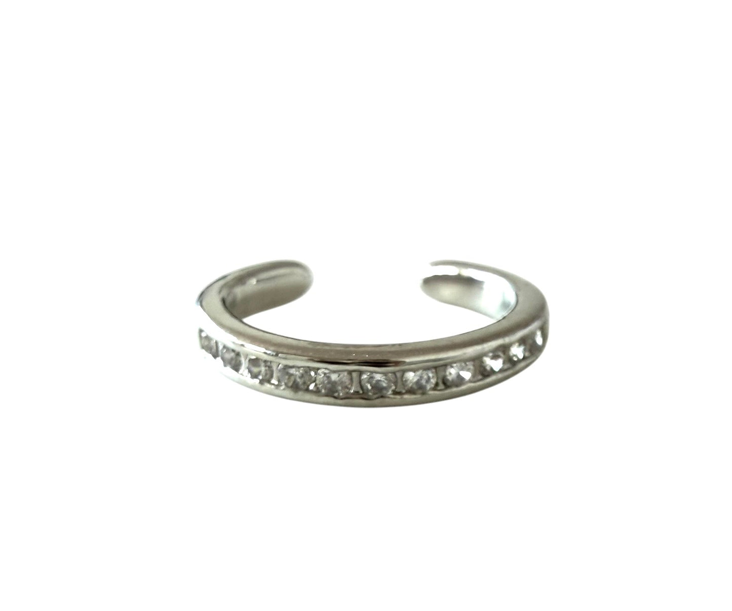 Stainless Steel Sparkling Stone Adjustable Toe / Midi Ring