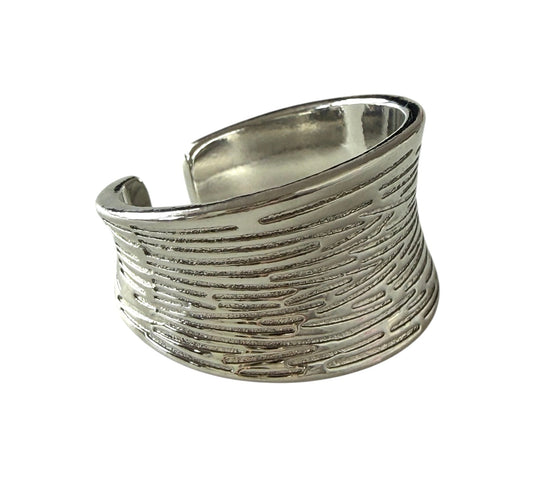 Textured Wide Stainless Steel Open Ring
