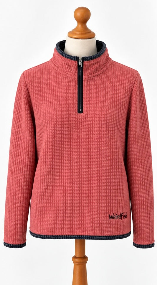 Weird Fish Coral Textured Half-Zip Sweatshirt | Size 16
