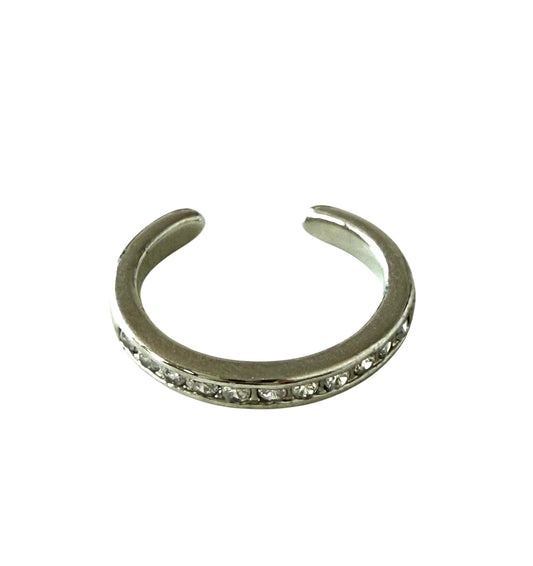 Stainless Steel Sparkling Stone Adjustable Toe / Midi Ring