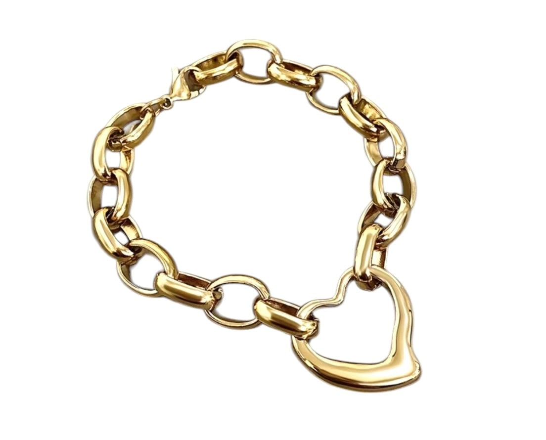 18k Gold Plated Heart Chain Bracelet