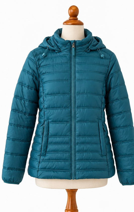 Crew Clothing Teal Quilted Hooded Jacket | UK 14