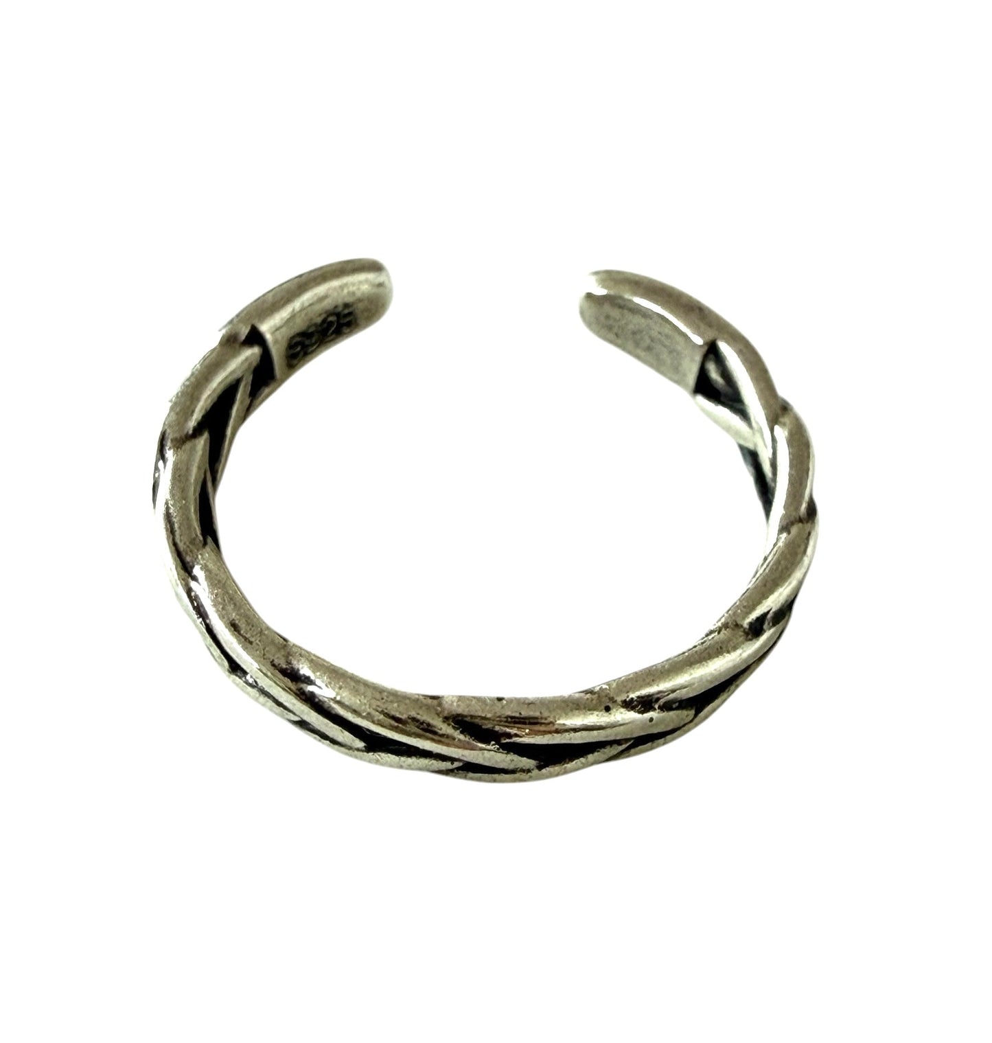 925 Sterling Silver Braided Adjustable Toe / Midi Ring