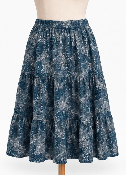 Seasalt Cornwall Line Strokes Tiered Cotton Skirt | UK 18