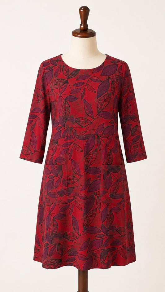 Weird Fish Organic Cotton Leaf Print Dress | Size 12